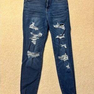 American Eagle Outfitters Ripped Blue Skinny Jeans